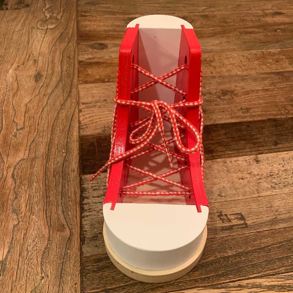 Melissa & Doug Deluxe Wood Lacing Sneaker - Learn to Tie a Shoe Educational Toy